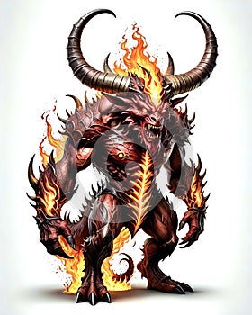 evil fire demon hell spawn horned Satan devil troll concept