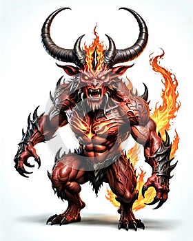 evil fire demon hell spawn horned Satan devil troll concept photo
