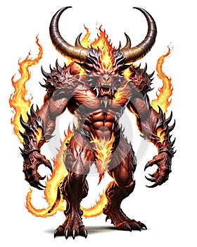 evil fire demon hell spawn horned Satan devil troll concept photo