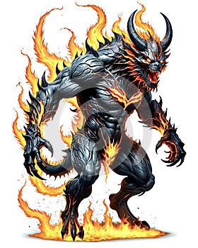 evil fire demon hell spawn horned Satan devil troll concept photo