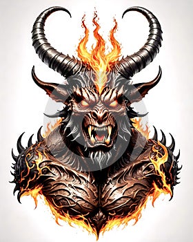 evil fire demon hell spawn horned Satan devil troll concept photo