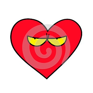 Evil heart. Heart with evil facial expression.