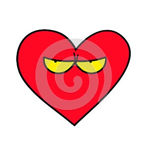 Evil heart. Vector heart with evil facial expression.