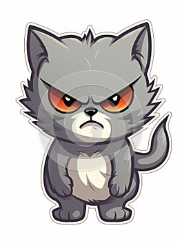 Evil Kitten sticker in cartoon style isolated, AI