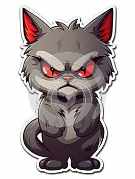 Evil Kitten sticker in cartoon style isolated isolated, AI