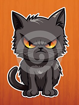 Evil Kitten sticker in cartoon style isolated isolated, AI