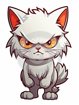 Evil Kitten sticker in cartoon style isolated isolated, AI