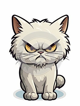 Evil Kitten sticker in cartoon style isolated isolated, AI