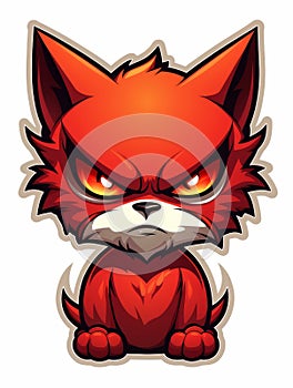 Evil Kitten sticker in cartoon style isolated isolated, AI