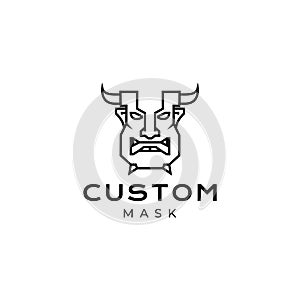 Evil mask custom logo design vector