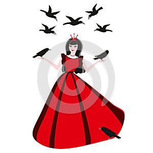 Evil Princess vector. Princess with the evil crows.