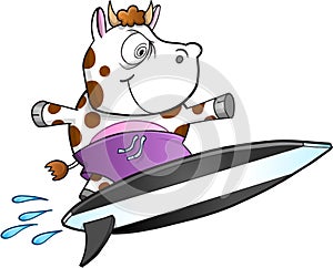 Evil Surfing Cow Vector