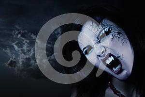 Evil vampire woman beautiful halloween