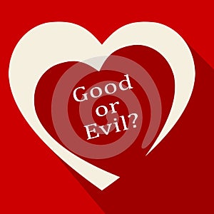 Evil Versus Good Heart Means Faith In God Or The Devil - 3d Illustration