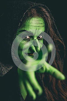 Evil witch casting a curse