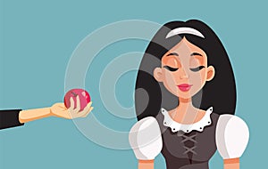 Evil Witch Offering Poisoned Apple to Innocent Girl Vector Cartoon
