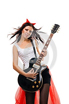 Evil woman rock star guitarist