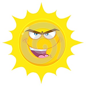 Evil Yellow Sun Cartoon Emoji Face Character With Bitchy Expression