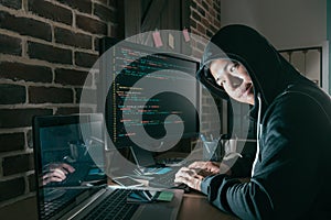 Evil young computer programmer as hacker