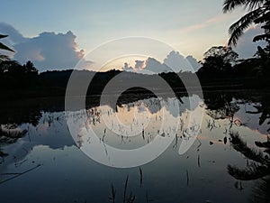 Evining clouds with water