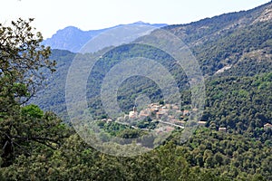 Evisa - small picturesque mountain village between splendid mountains of Corsica island, France