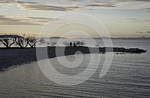 Evning on the autumn beach