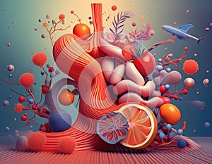 Evocative 3D Rendering: Abstract Acid Reflux Portrayal