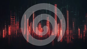 Futuristic Digital Cityscape Wireframe Structure Glowing Red Abstract Background Visualization of Big Data or Technology