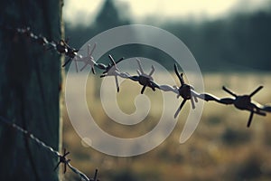 Evocative Barbed wire cinematic. Generate Ai photo