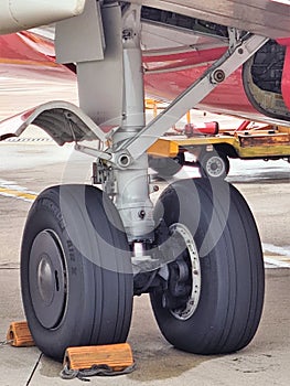nose wheel of an airliner