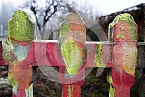 Old colored concrete fence