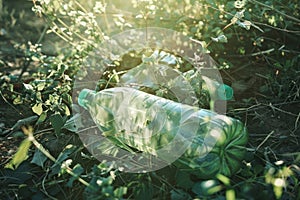 Evoke environmental responsibility with this image featuring discarded plastic bottles