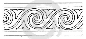 Evolute Spiral Modern Border is a wavelike pattern, vintage engraving