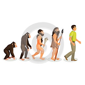 Evolution ape to man process and related concepts.