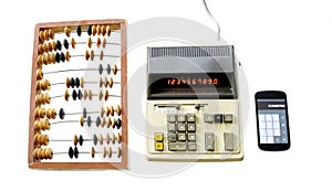 Evolution of calculation abacus vintage calculator and modern ga