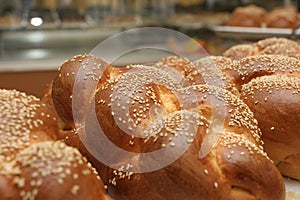 Challah or Challah is a traditional jewish challah sweet fresh sabbath bread loaf photo