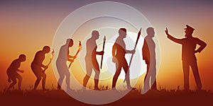 The evolution of humanity according to Darwin halted in its advance by an authoritarian man.