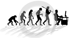 Evolution of human worker silhouette photo