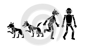 Evolution of Man to Robot Android Vector Illustration, vector design Generative AI