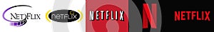 Evolution of the Netflix Logo, vector editorial illustration