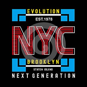 Evolution New York Brooklyn typography design tee