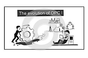 Evolution of OPC-UA cartoon illustration photo