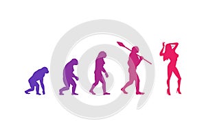 The evolution theory of woman. Isolated Vector Illustration