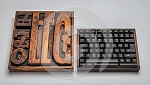 Evolution of Typing Vintage Letterpress and Modern Keyboard
