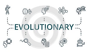 Evolutionary icon set. Collection of simple elements such as the sensorimotor skill, big data, 13, ai architecture photo