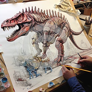 Evolutionary Sketch, Dynamic Dinosaur in Progress