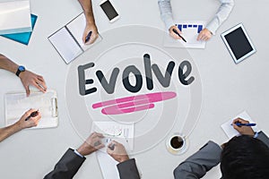 Evolve against business meeting