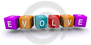 Evolve word block on white