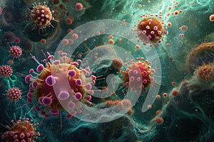 Evolving Bacteria virus cell. Generate Ai photo