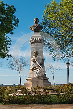 EVORA, PORTUGAL - CIRCA MARCH 2019: Sculpture Of Doctor Barahona In The Garden Of Diana In The City In Evora